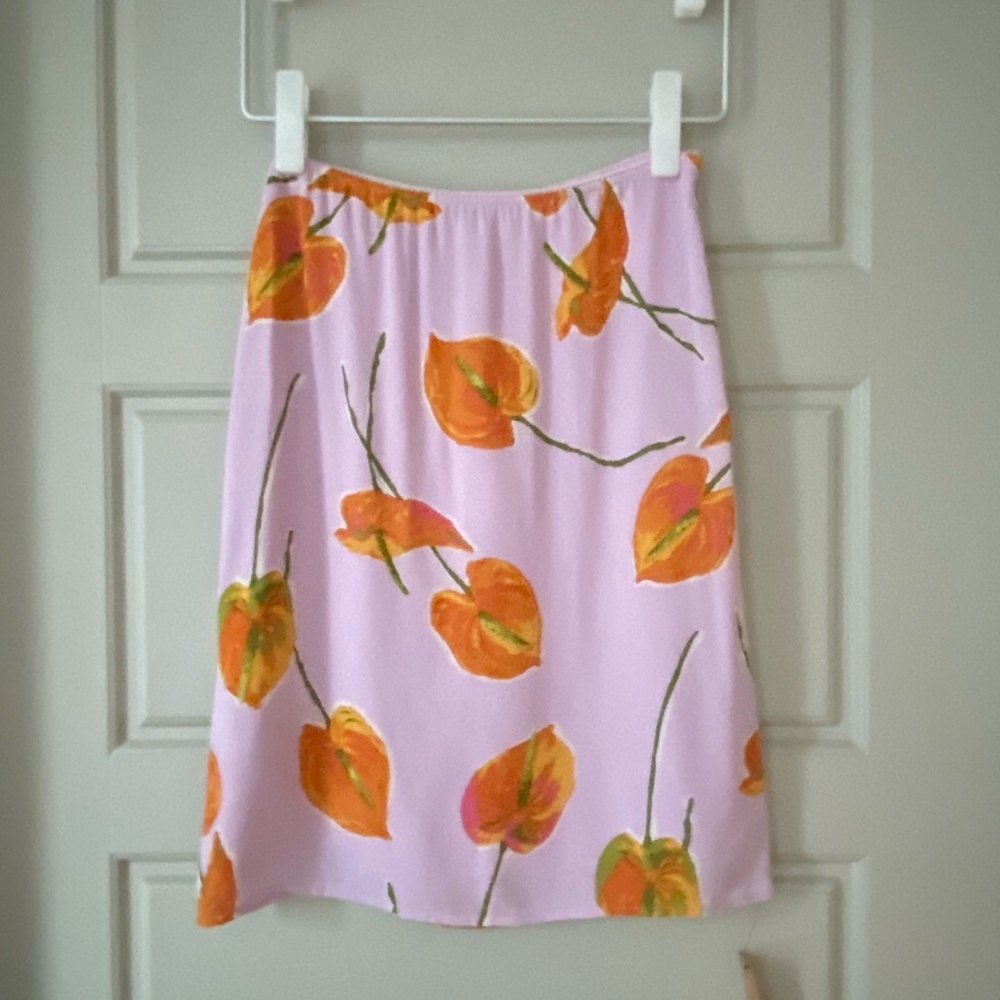 NWT Reformation Isla Skirt Luciana Purple Orange Floral Print Midi Slip Size 0 - Picture 5 of 7